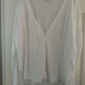 GAP White V-Neck Button-Up cardigan